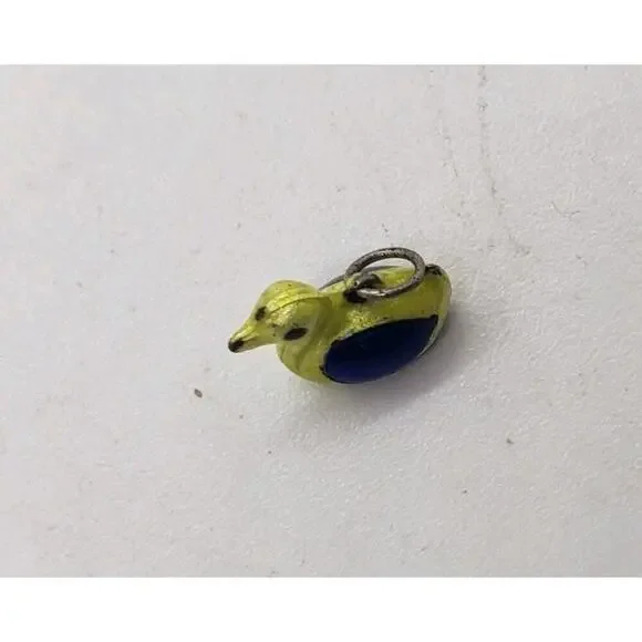 Vintage Charm Decoy Carnival Rubber Duck Sterling Silver & Enamel SUPER RARE